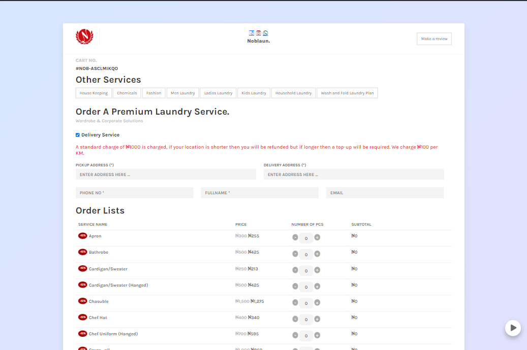 Invoice Laundrygrid